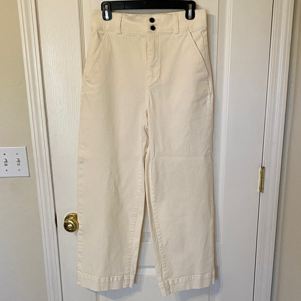 Everlane organic cotton wide leg utility pant bone size 6